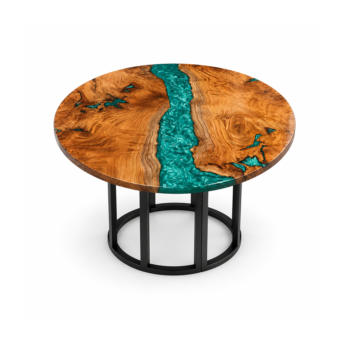 Cunninghamia Wood Swirl Green Resin Round Table