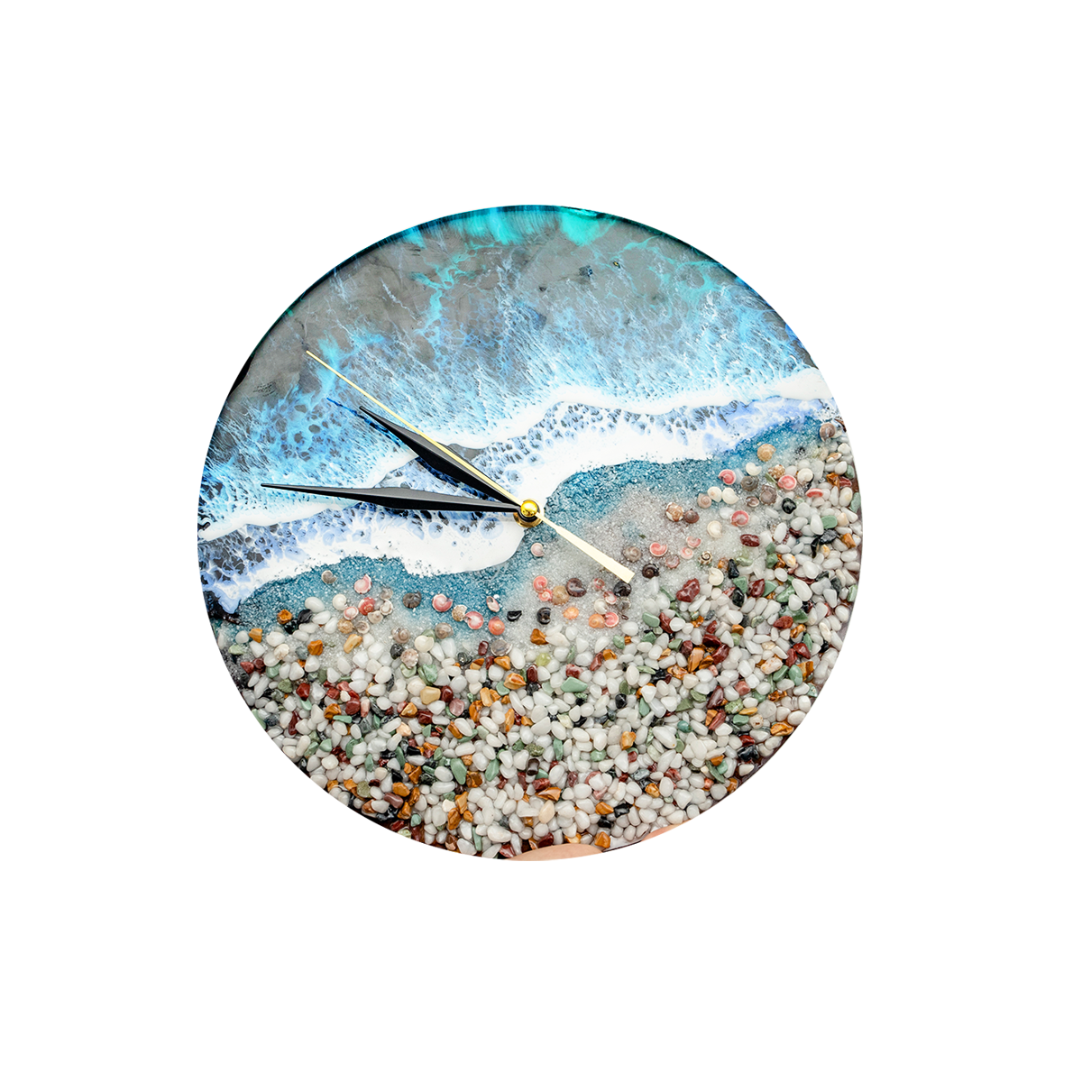 Coastal Scene Pebbl Resin clock