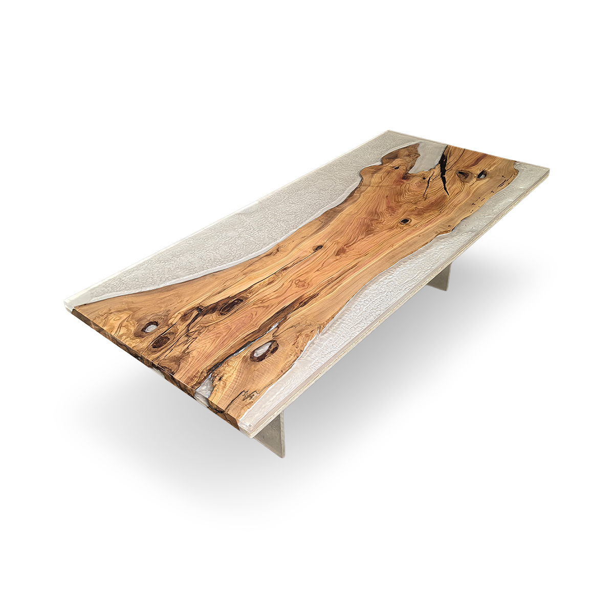 Olive Wood Frosted Epoxy Resin Dining Table