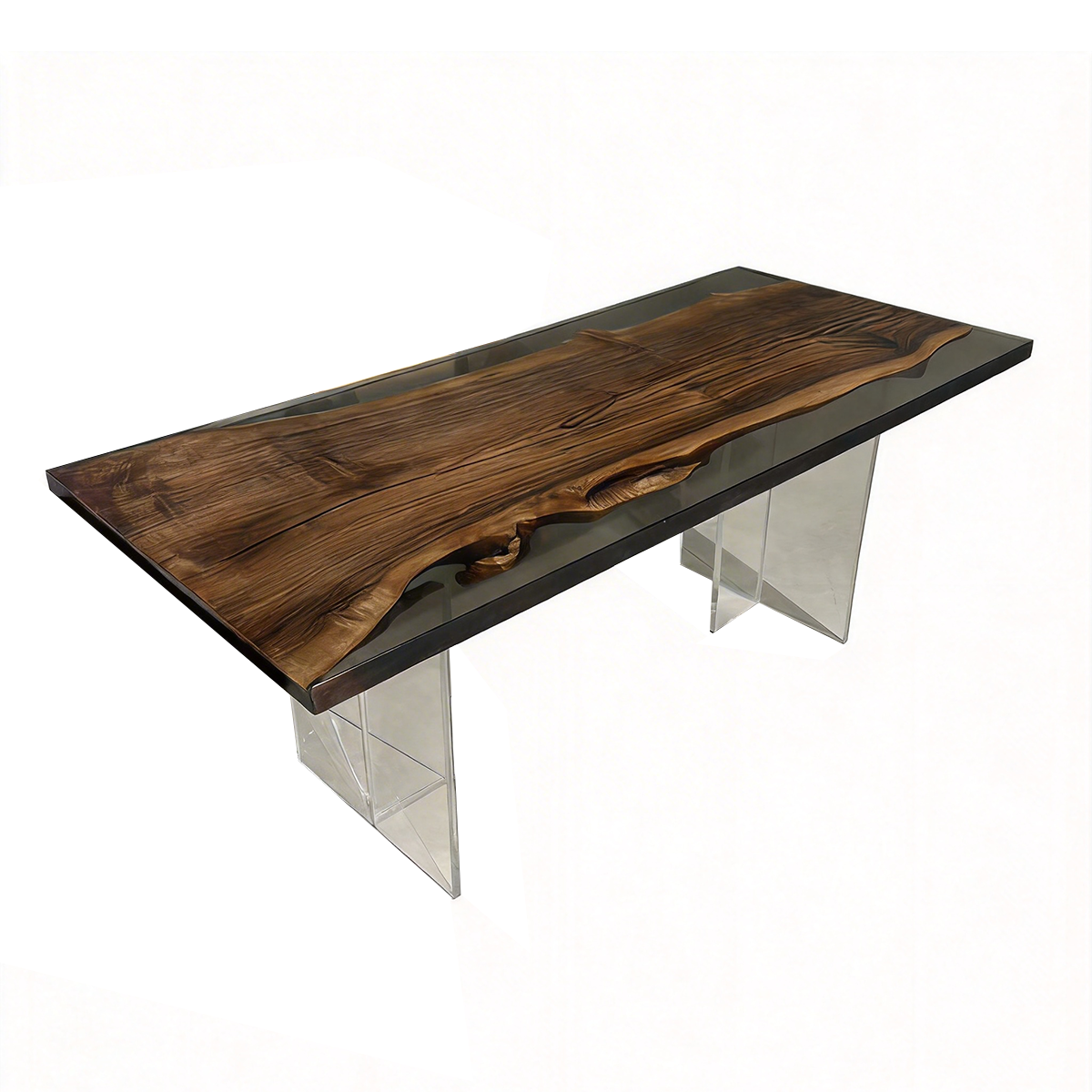 Black Walnut Wood Rectangle Epoxy Resin Conference Table