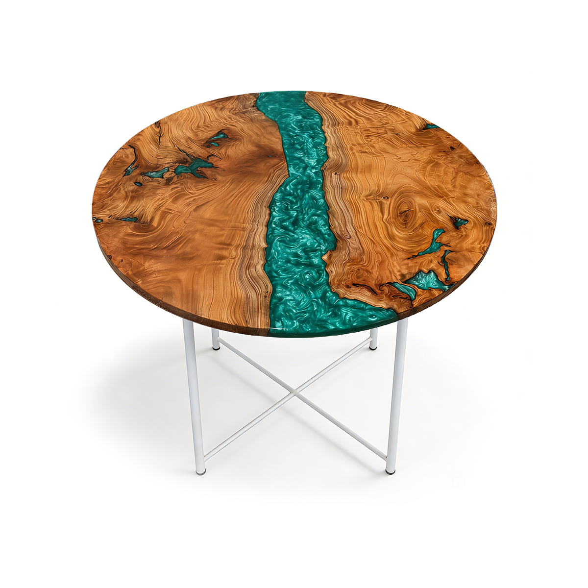 Cunninghamia Wood Swirl Green Resin Round Table