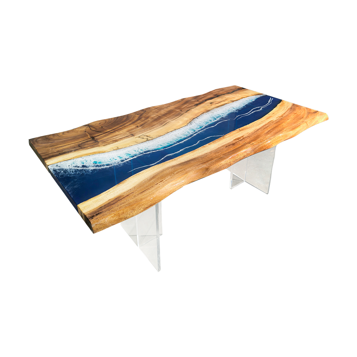 Walnut Ocean Wave Epoxy Resin Coffee Table
