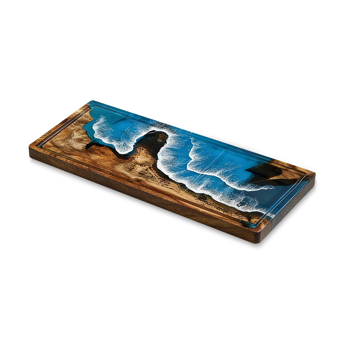 Ocean Wave Epoxy Resin Tea Tray