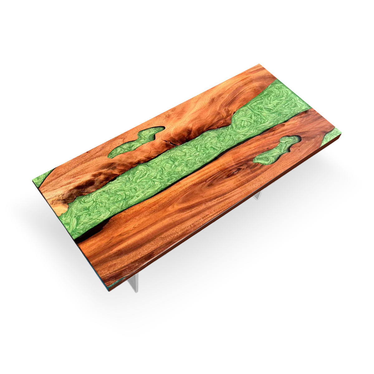 Walnut Wood Green Epoxy River Dining Table