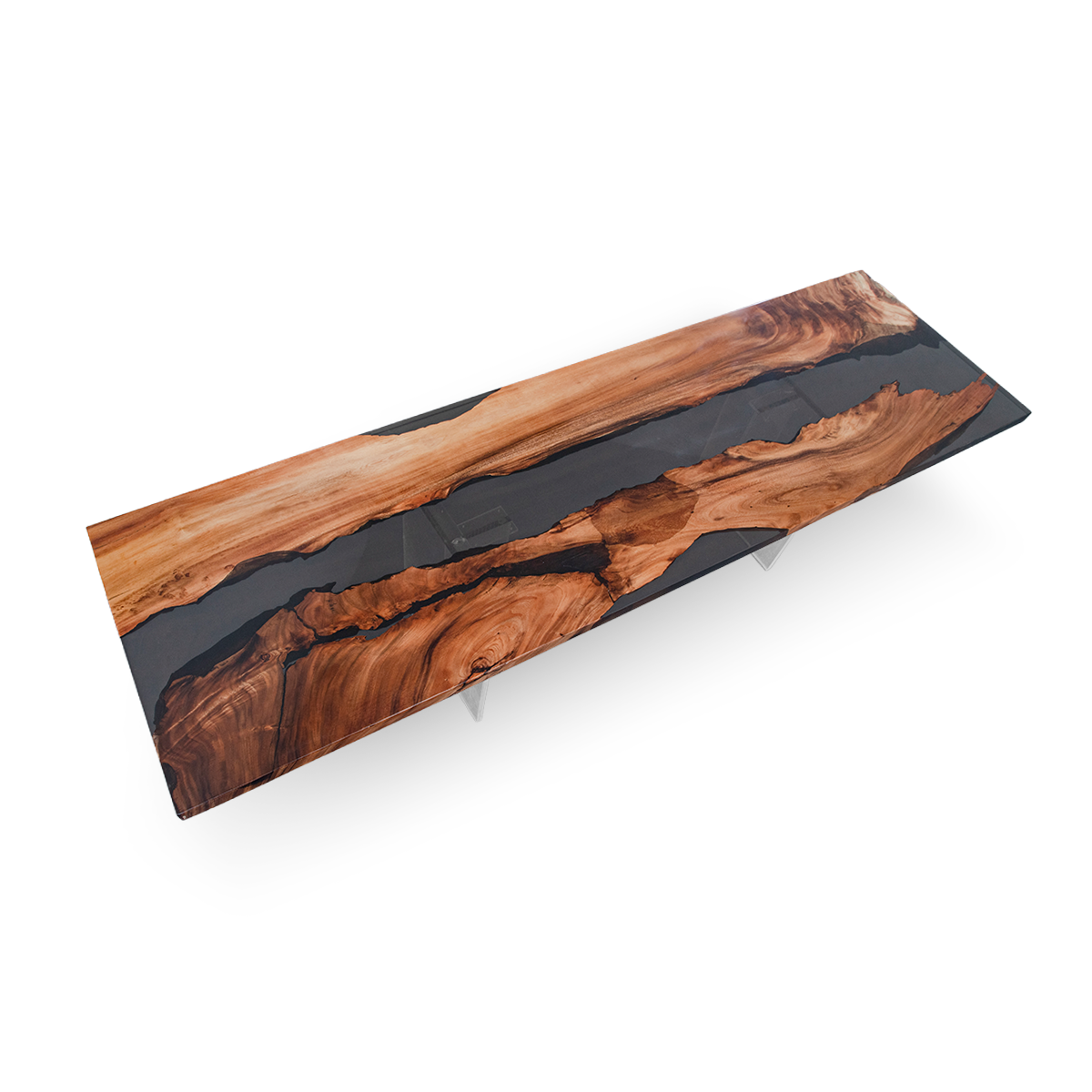 Black Walnut Wood Black River Rectangle Resin Conference Table