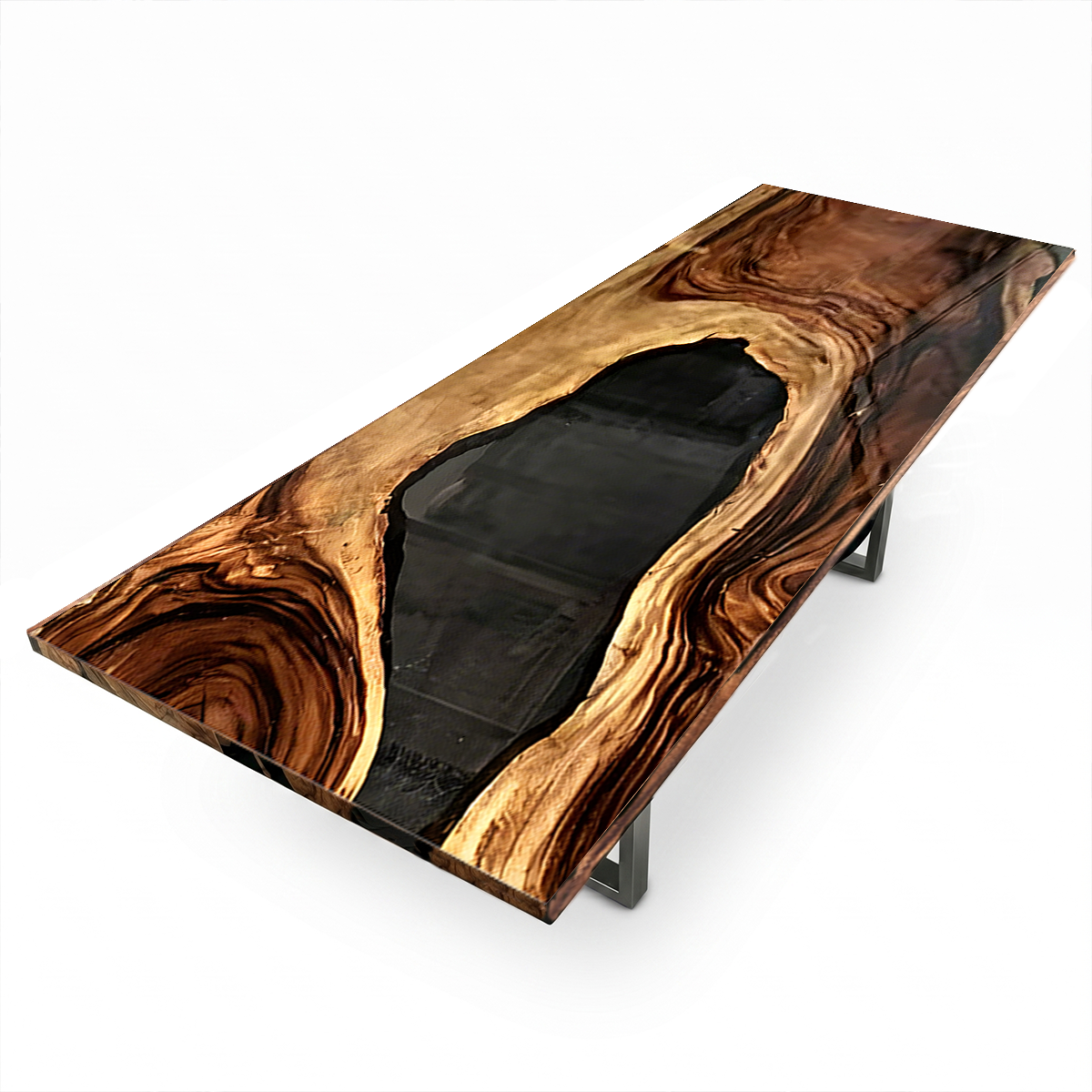 Black Walnut Wood Black Lagoon Epoxy Resin Conference Table