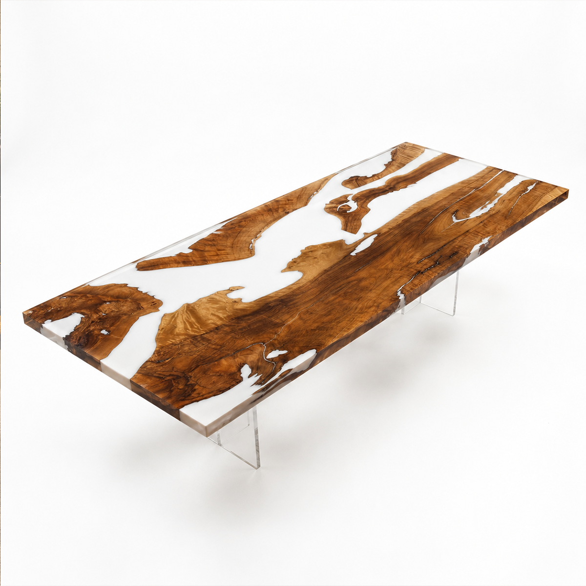 Walnut Wood with White Epoxy Resin Dining Table