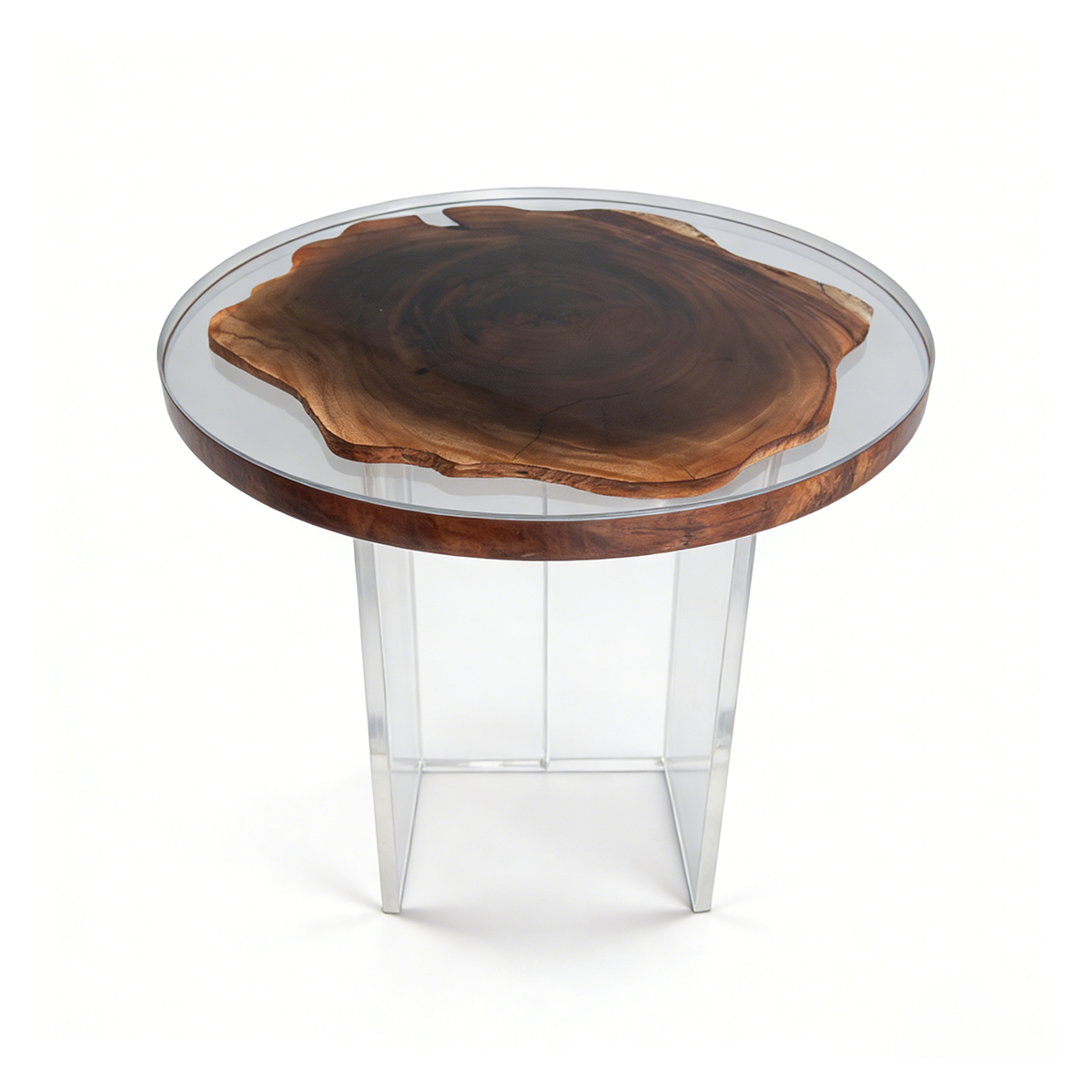 Black Walnut Wood Resin Round Table