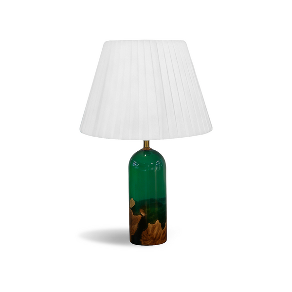 Burr Wood Green Resin Desk Lamp