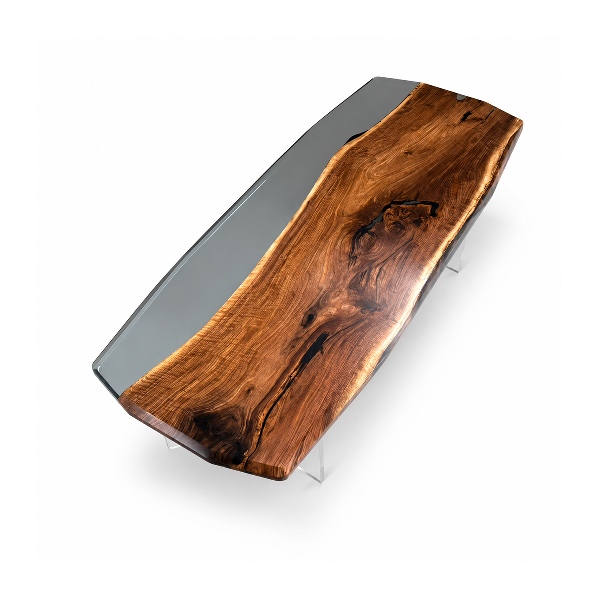 Black Walnut Wood with Black Transparent Epoxy Resin Dining Table 39.4"W x 94.5"L Thickness 2.4"