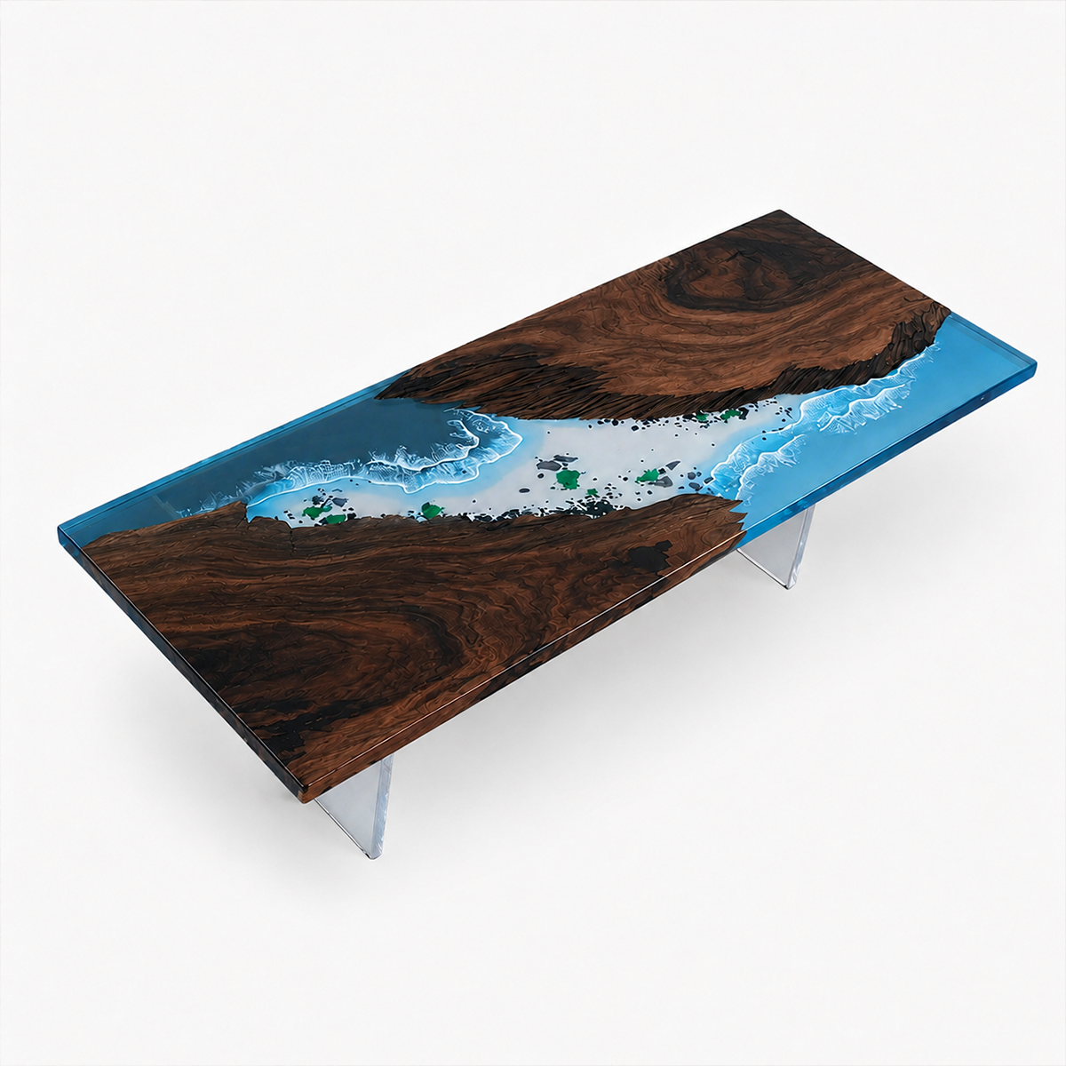 Black Walnut with Island Epoxy Resin Conference Table