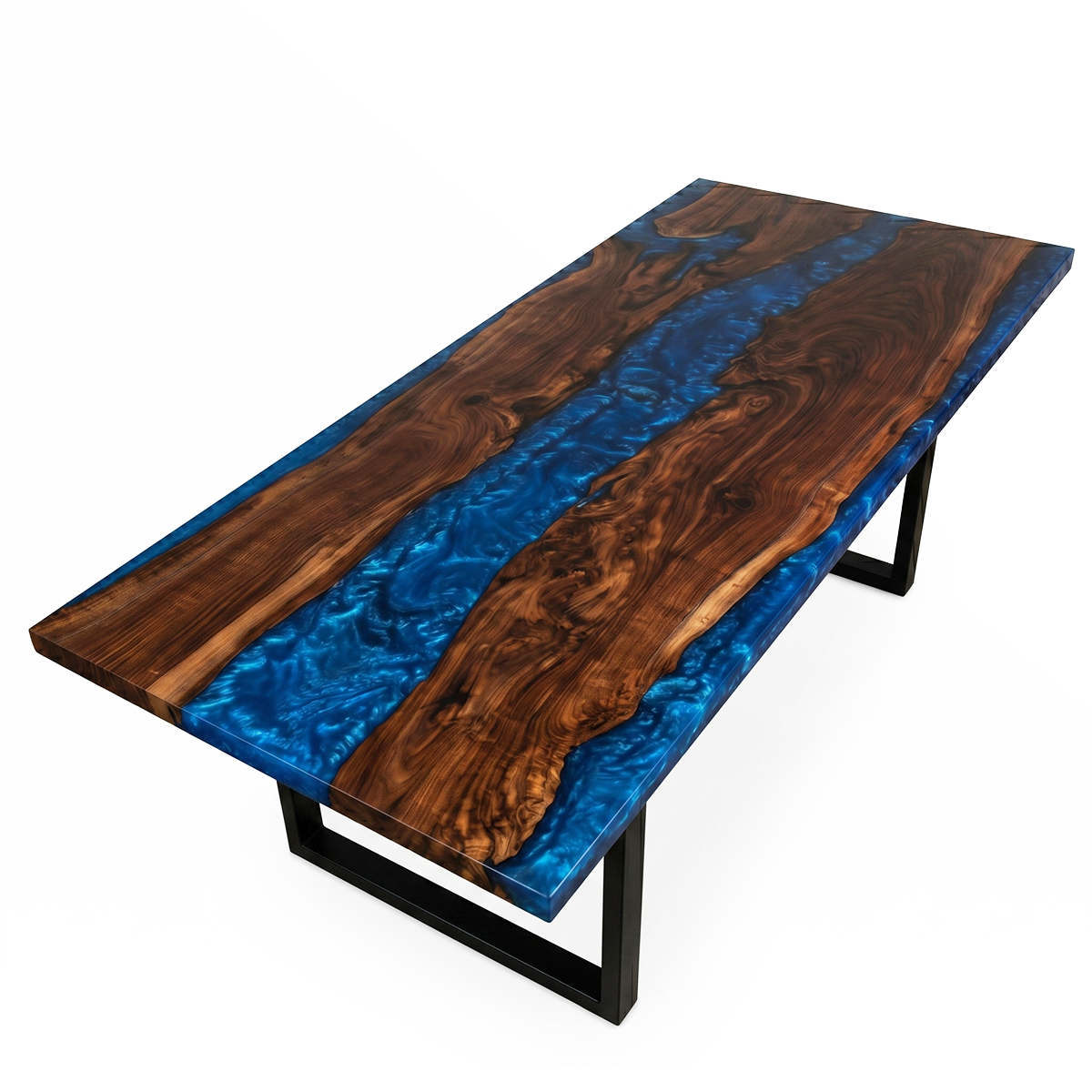Black Walnut with Blue Epoxy Resin Dining Table