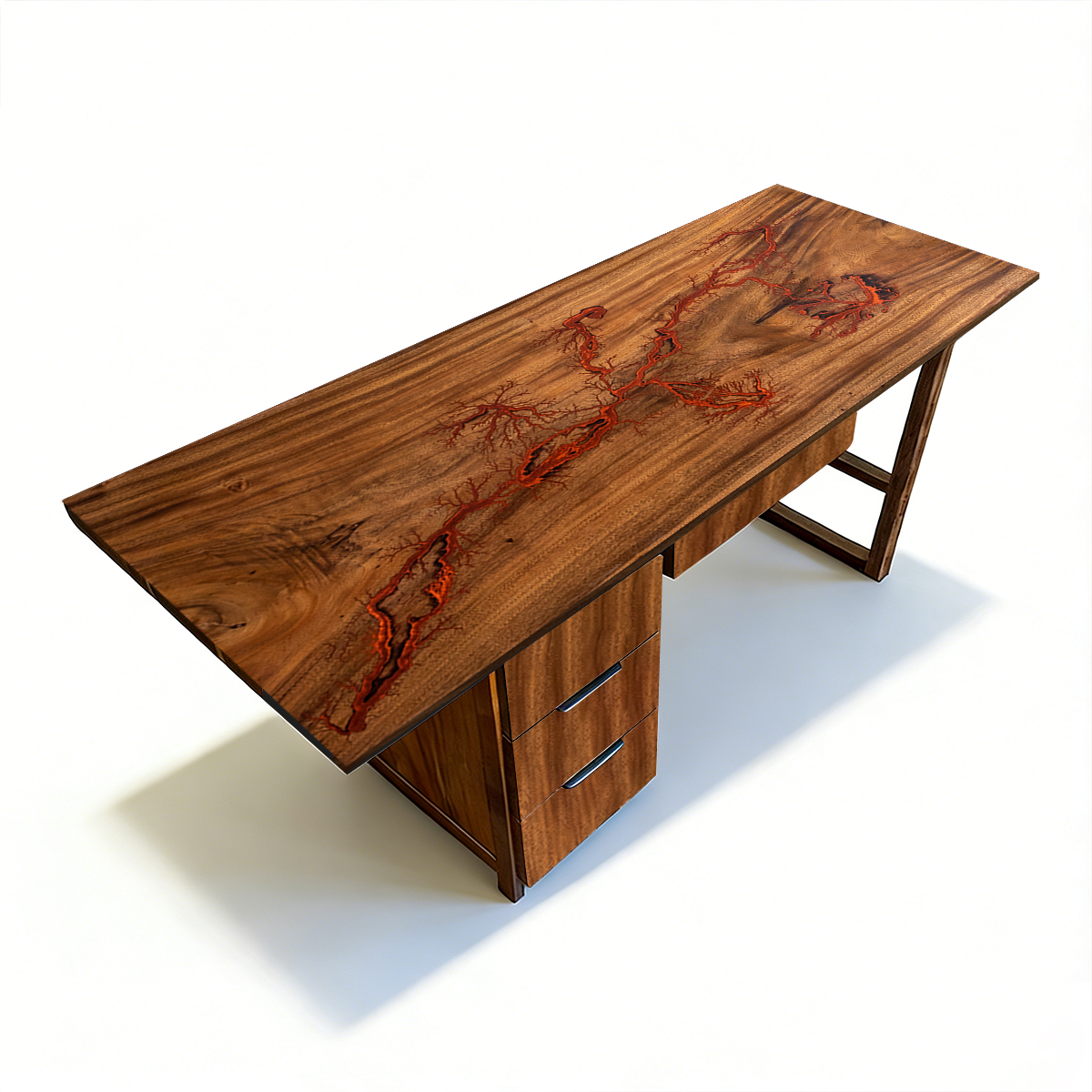 Black Walnut Wood Red Epoxy Desk