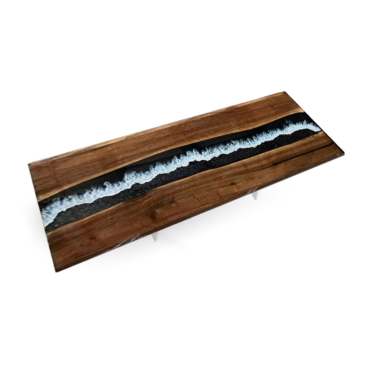 Walnut Wood Black Wave Epoxy Resin Conference Table