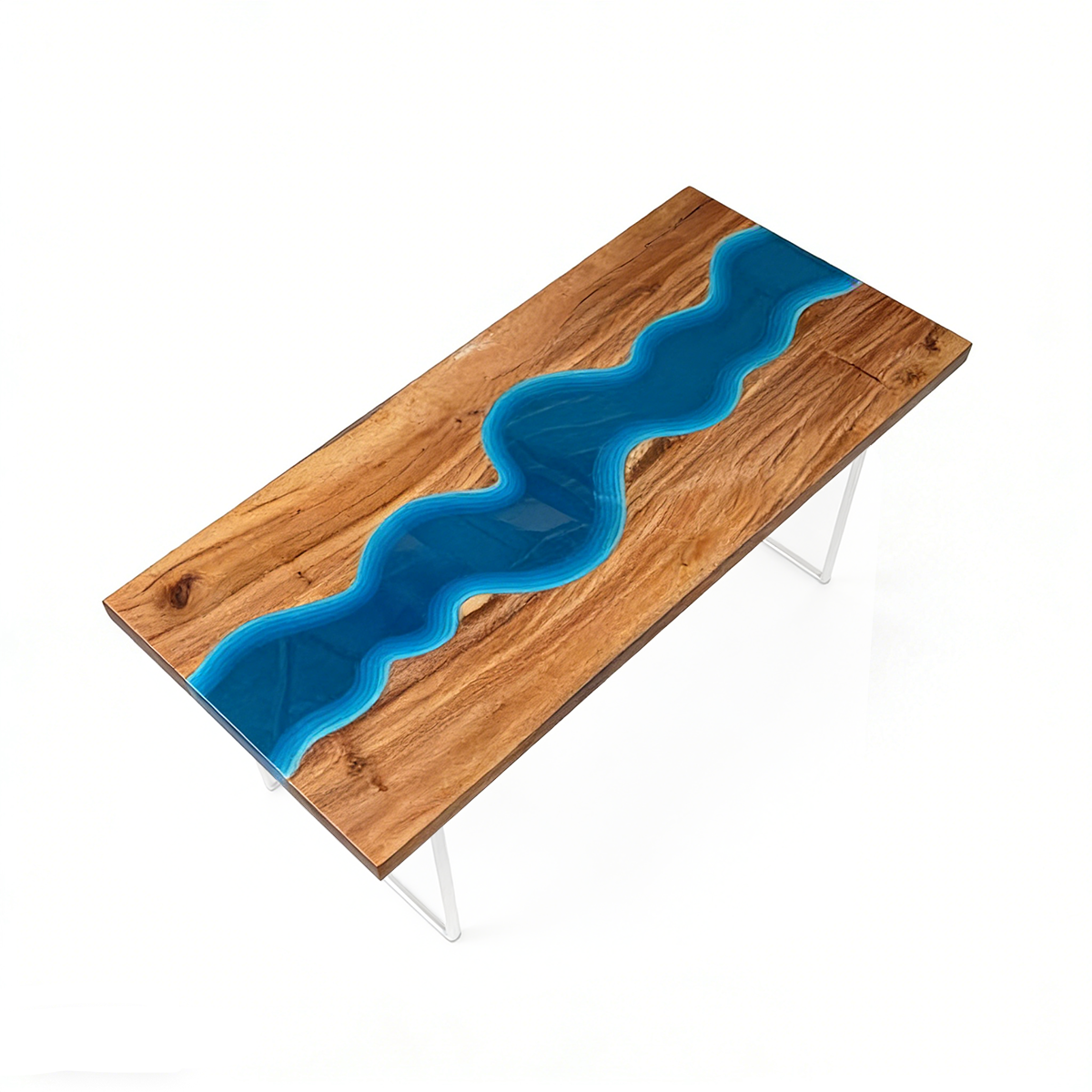 Olive Wood Blue River Wood Resin Coffee Table