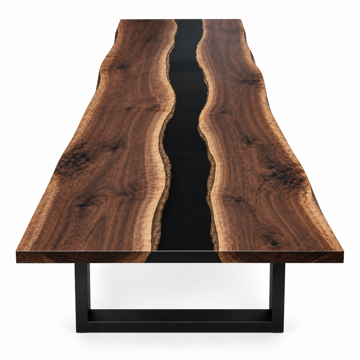 Live Edge Black Walnut Black Epoxy Resin Conference Table