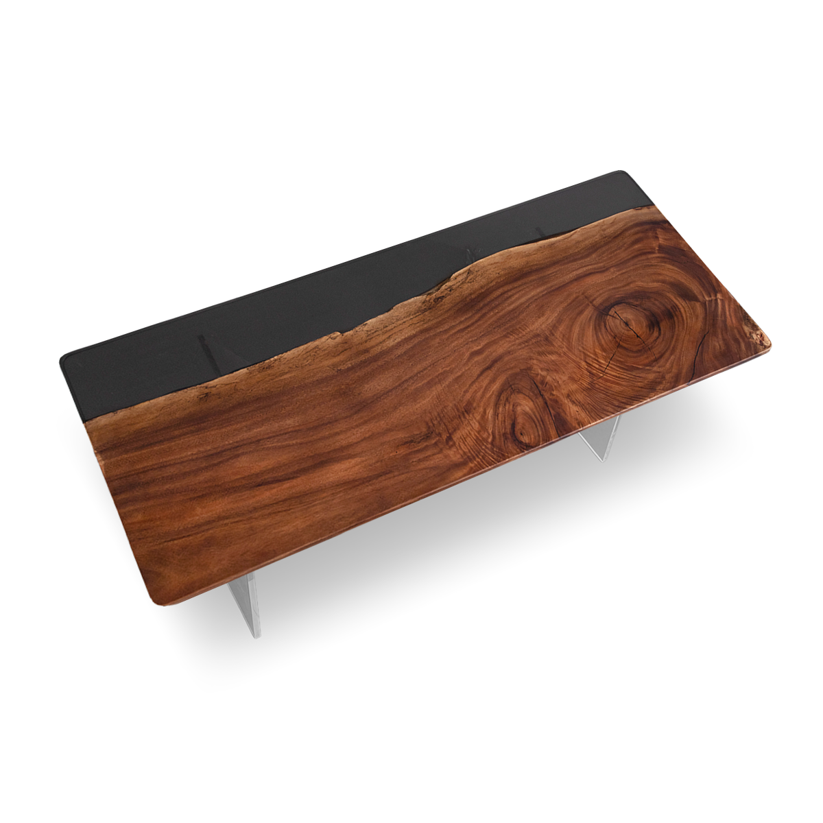 Black Walnut Wood Rectangle Resin Conference table