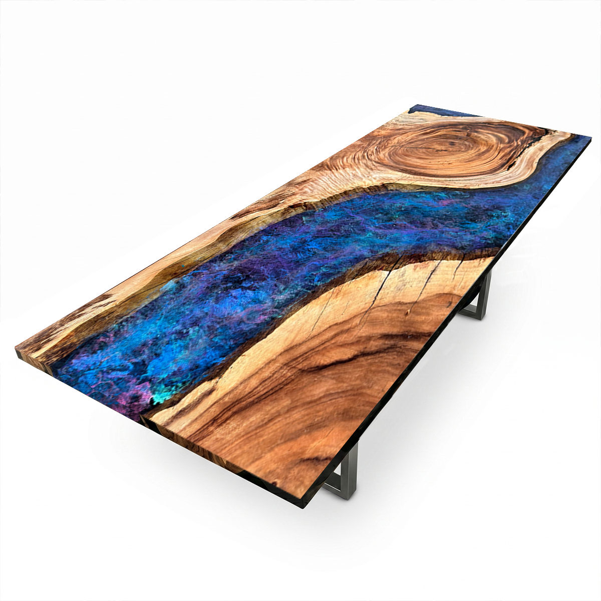 Walnut Wood Nebula Galaxy Epoxy Resin River Dining Table