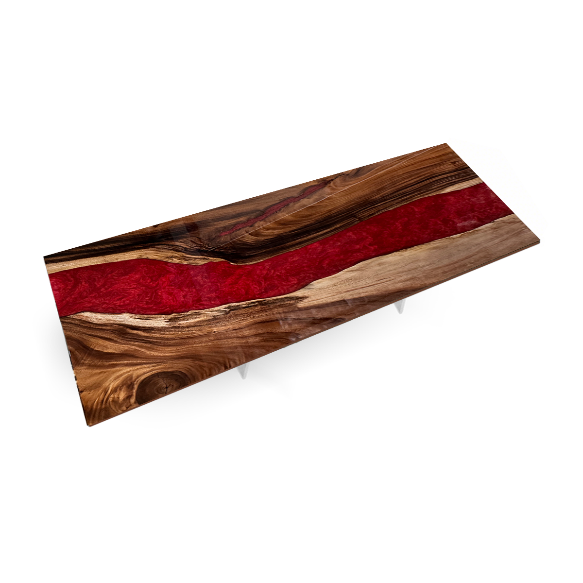Black Walnut Wood Red River Epoxy Resin Conference Table