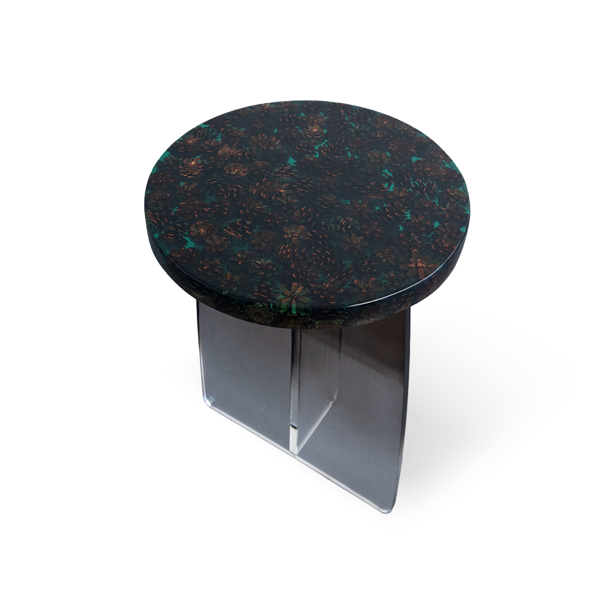 Pinecone &amp; Flower Epoxy Resin Round Chair