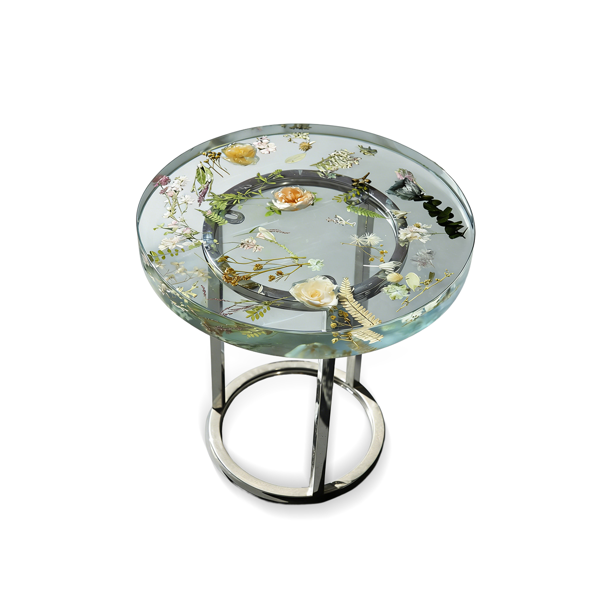 Pressed Floral Epoxy Side Table