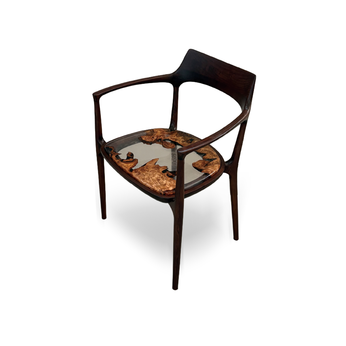 Poplar Wood Epoxy Resin Curved-back Armchair