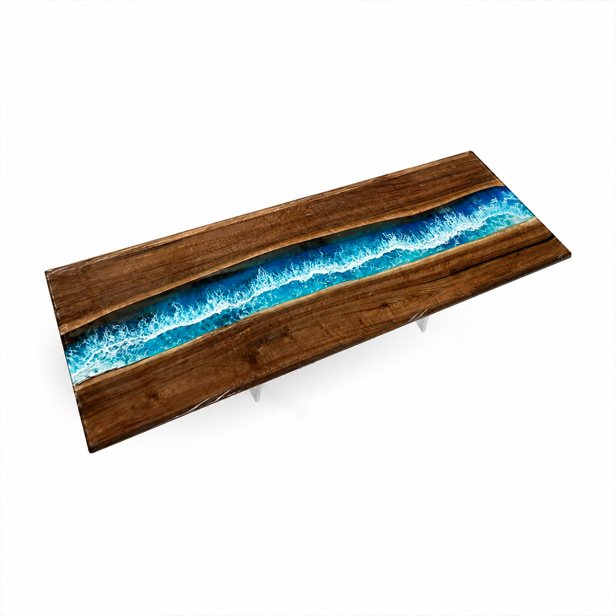 Black Walnut with Blue Wave Epoxy Resin Conference Table