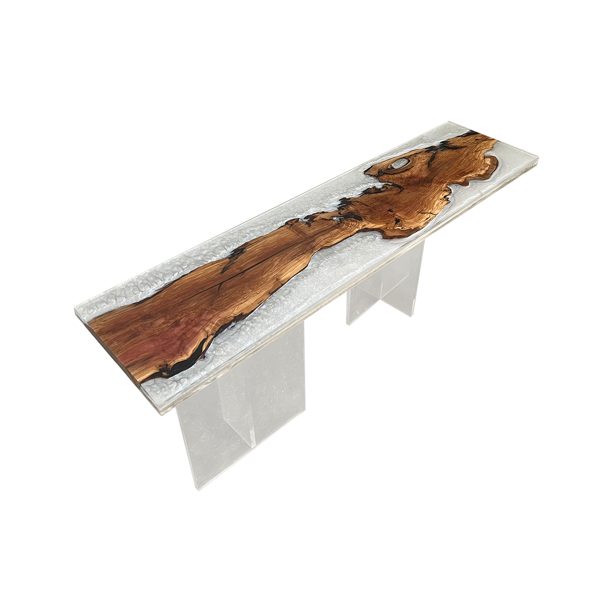 Olive Wood Frosted Epoxy Resin River Coffee Table