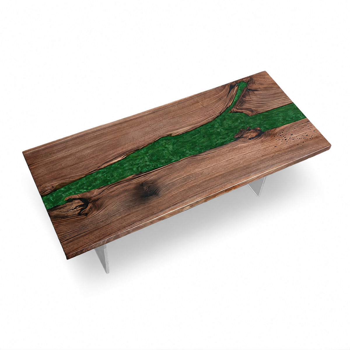 Black Walnut with Green Epoxy Resin Conference Table