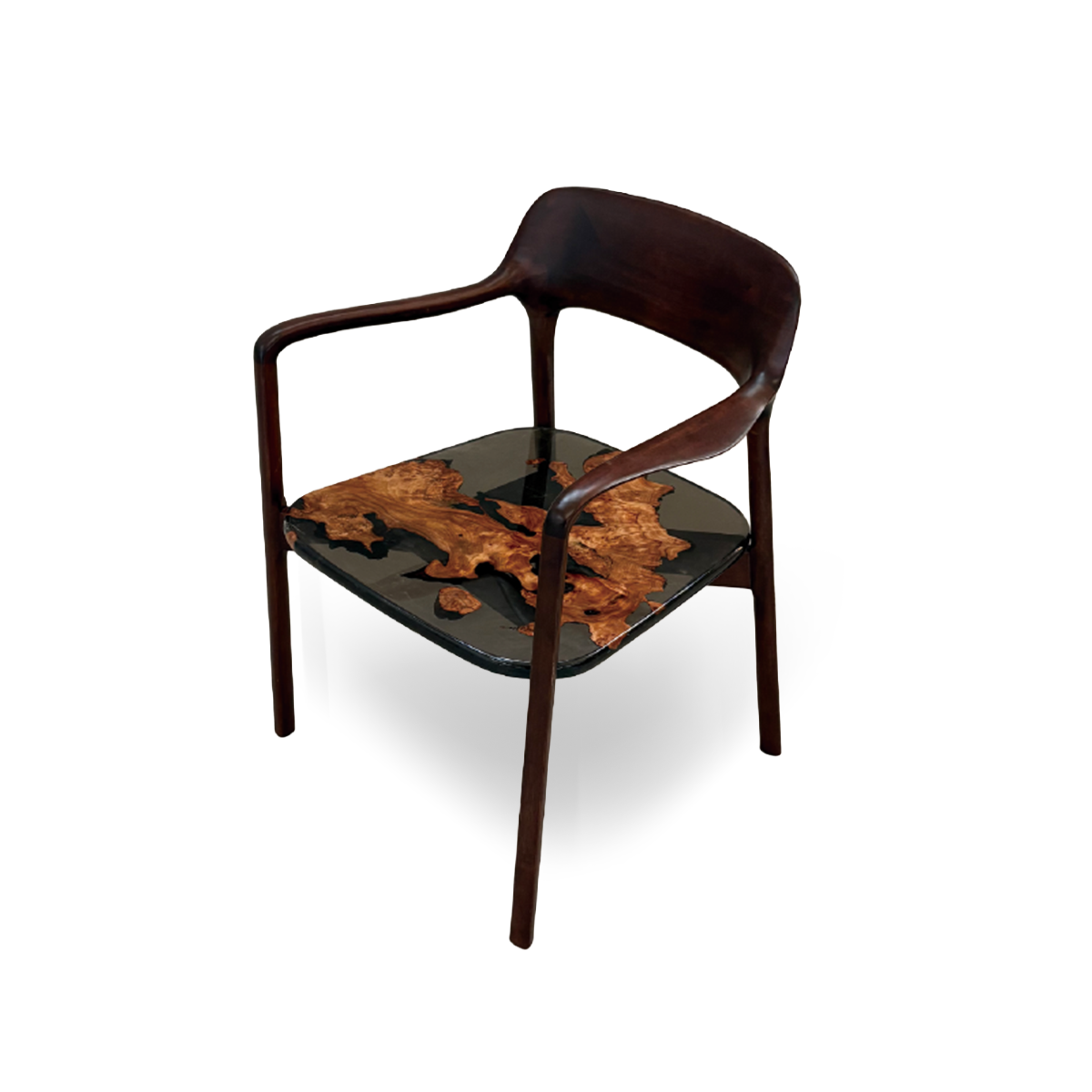 Poplar Wood Epoxy Resin Curved-back Armchair