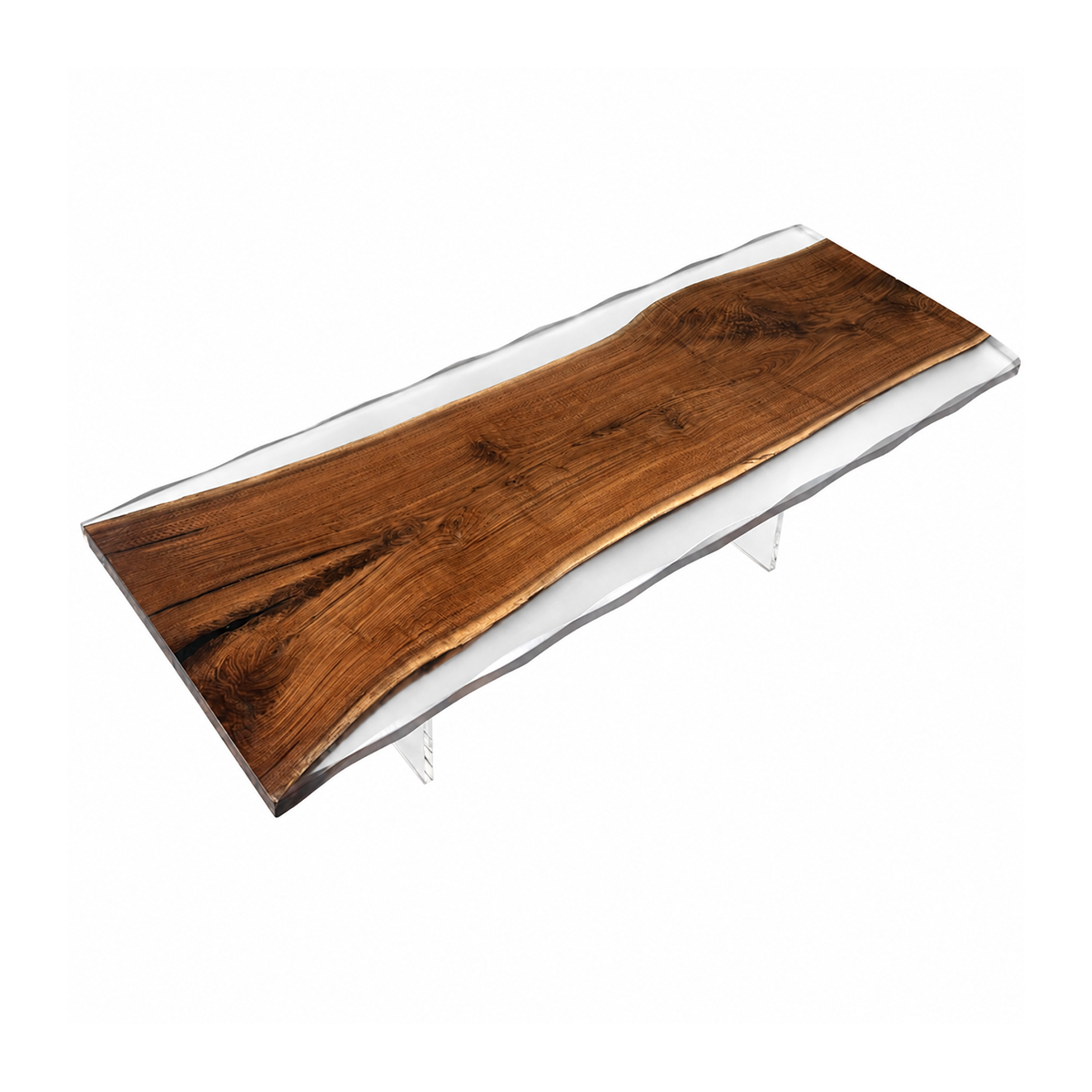 Black Walnut Wood with White Transparent Epoxy Resin Dining Table 35.4"W x 94.5"L Thickness 2.0"