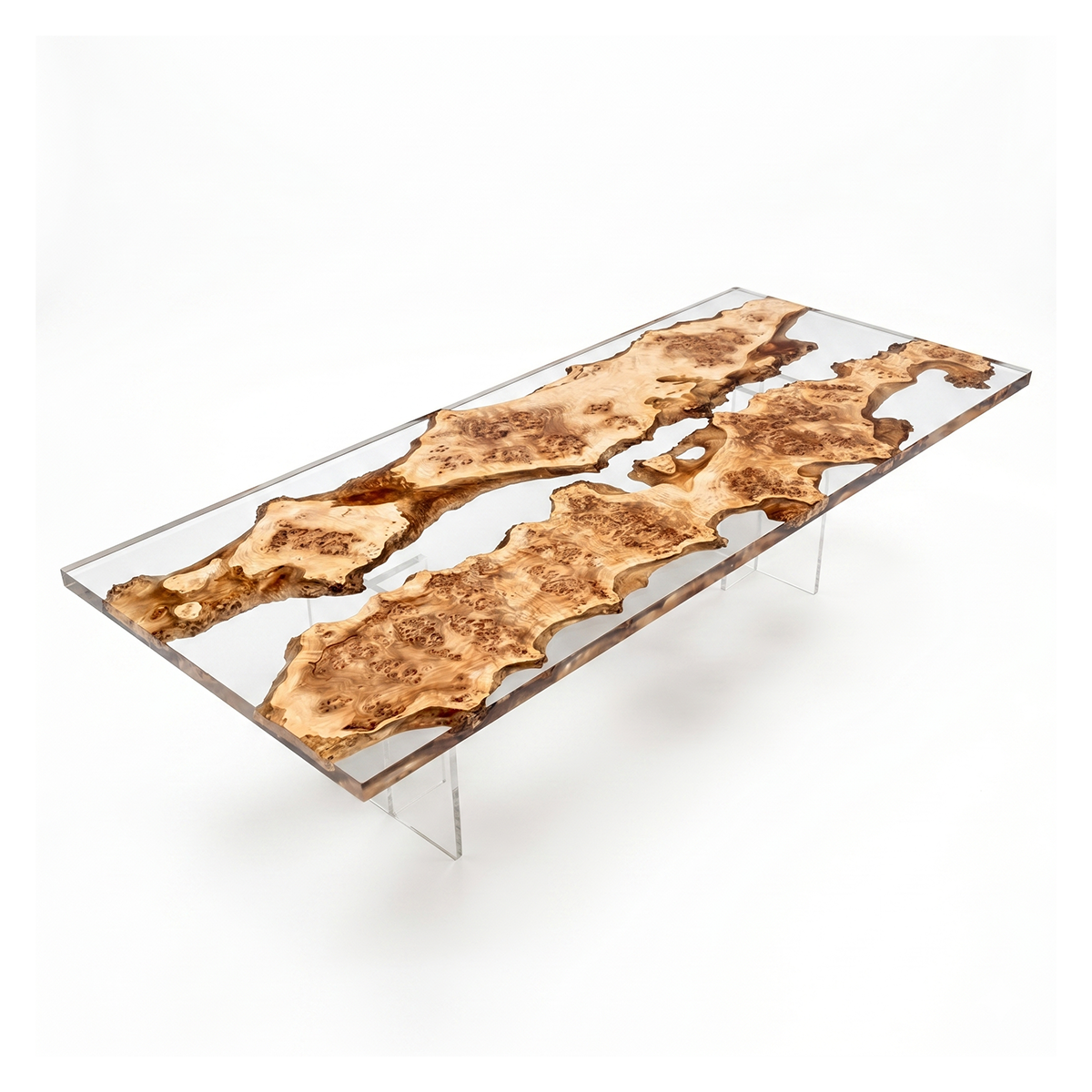 Popar Wood Clear Epoxy Resin Dining Table