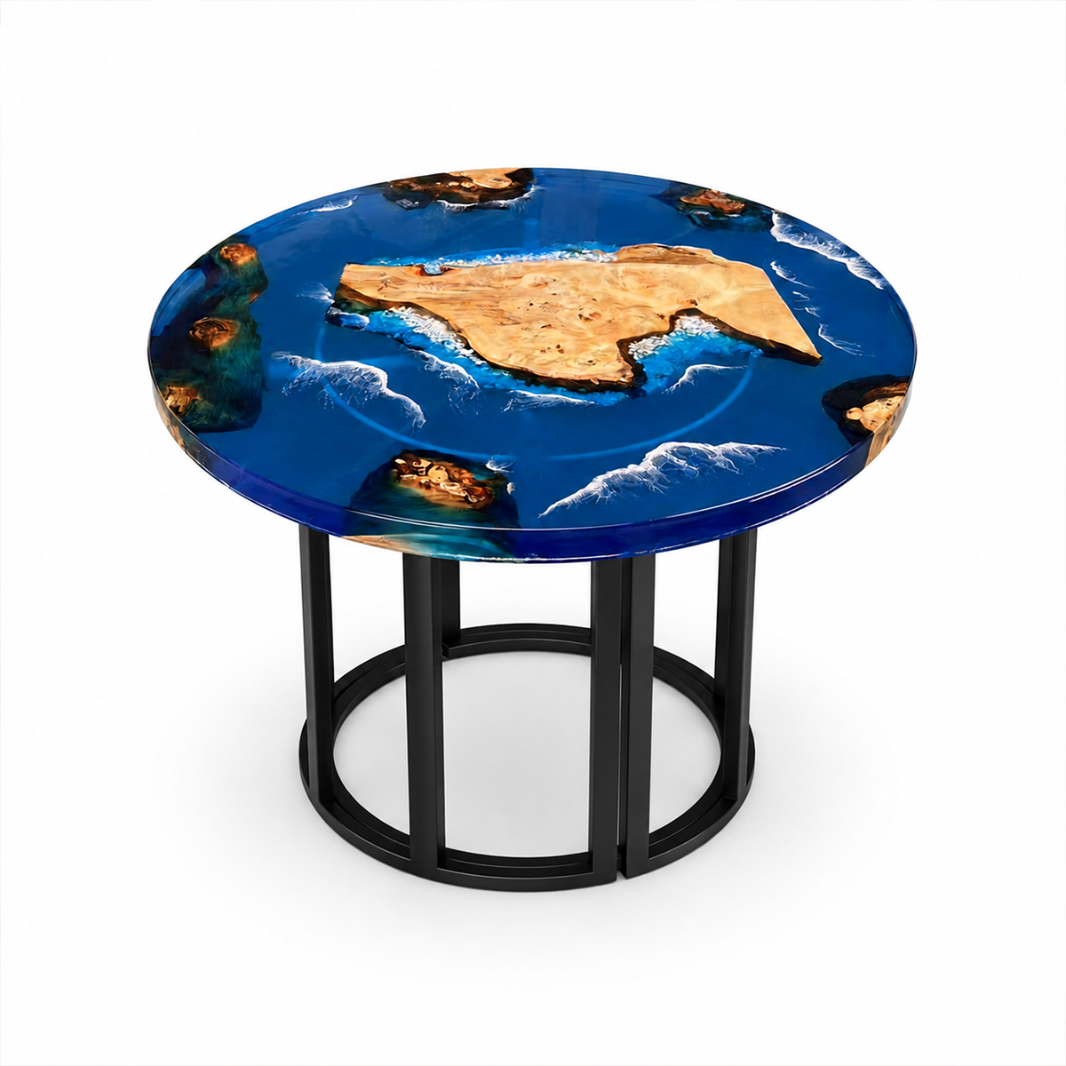 Poplar Wood Ocean Scene Resin Round Table