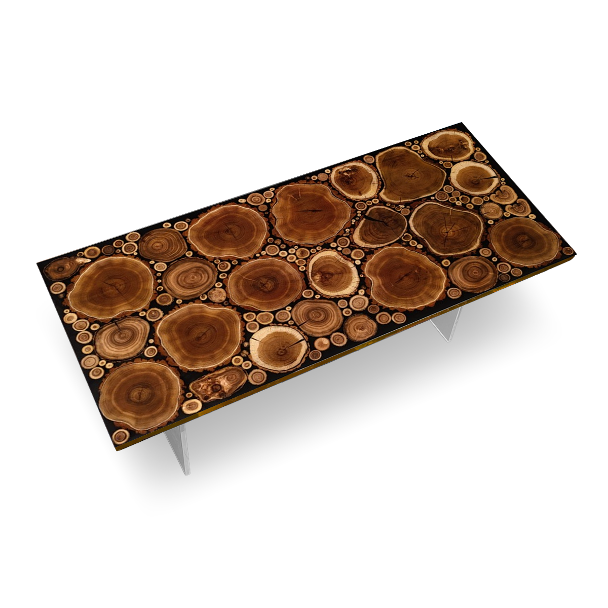 Locust Wood Rectangle Epoxy Resin Dining Table