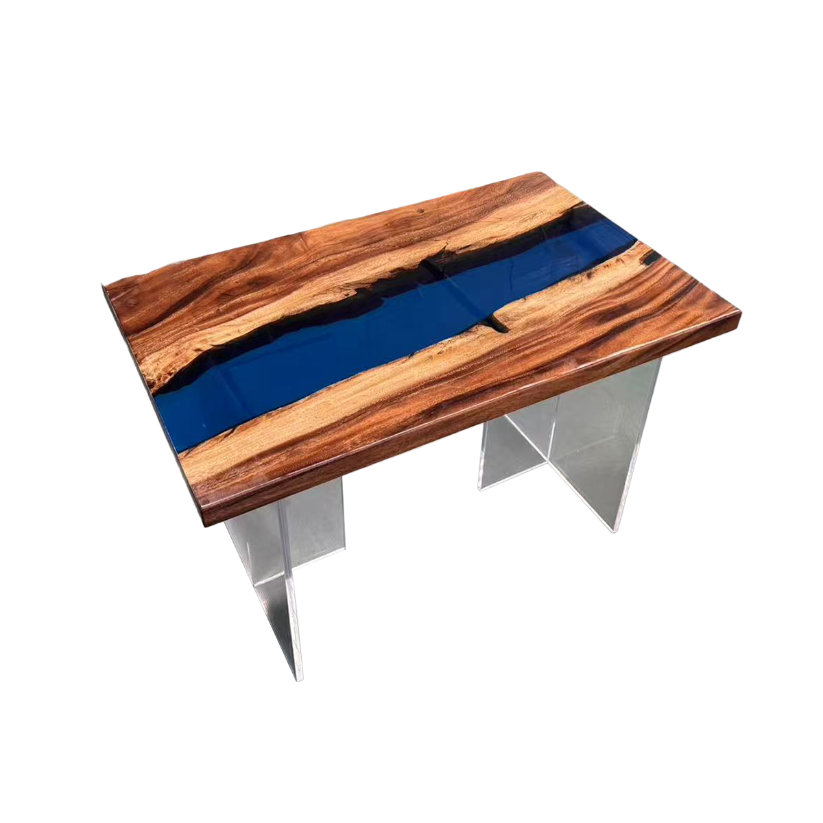 Hitow Table Blue Walnut Wood Blue River Side Table – WOODZIO