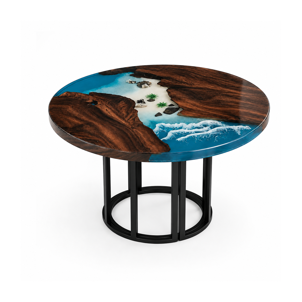 Black Walnut with Island Epoxy Resin Round Table