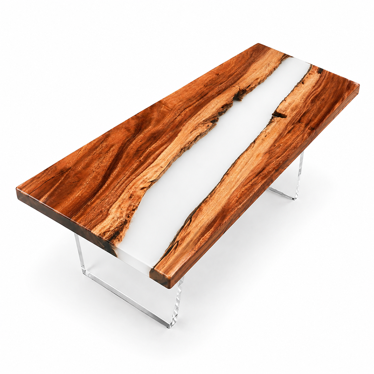 Walnut Wood with White Epoxy Resin Conference Table