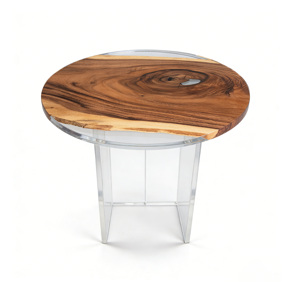 Walnut Wood Round Resin Table