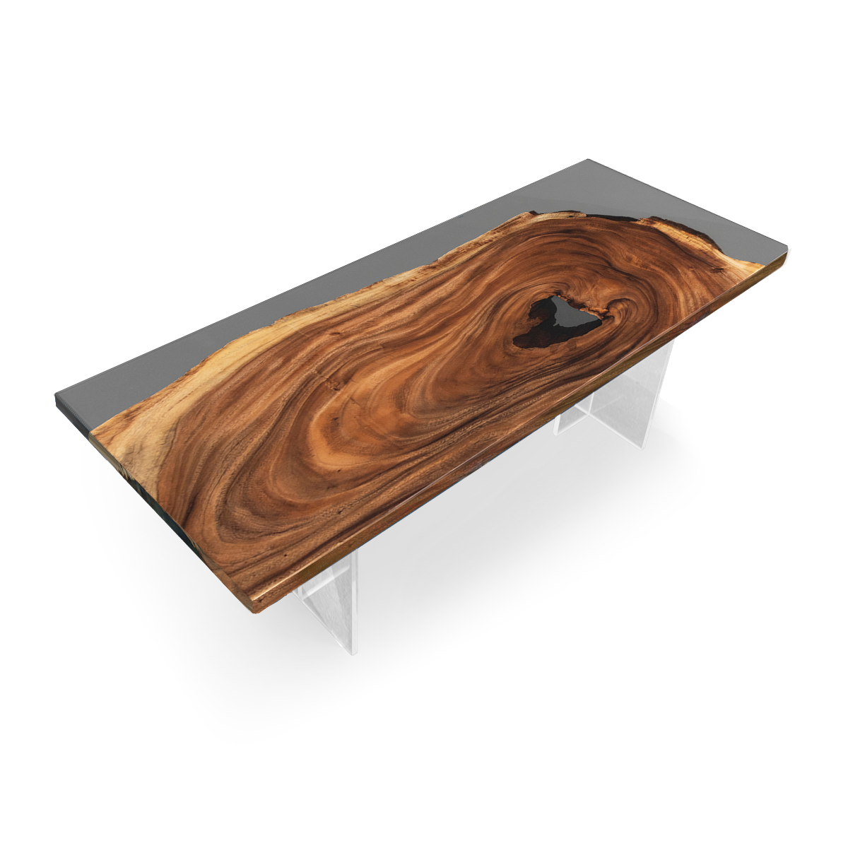 Walnut Wood Rectangular Resin Conference Table