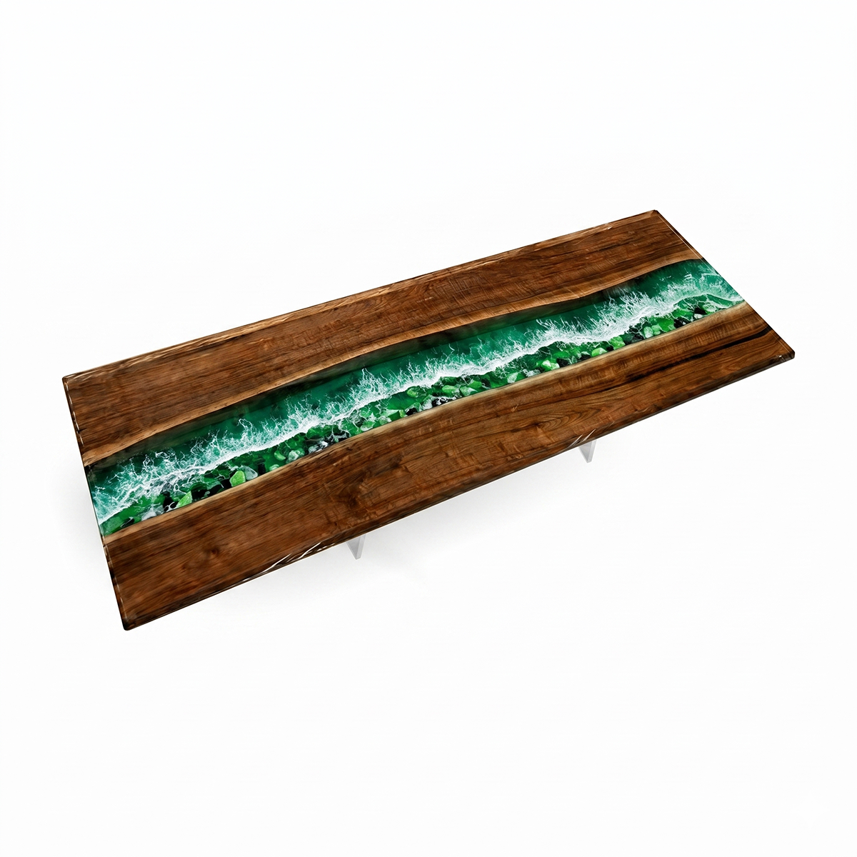 Black Walnut with Green Wave Epoxy Resin Conference Table
