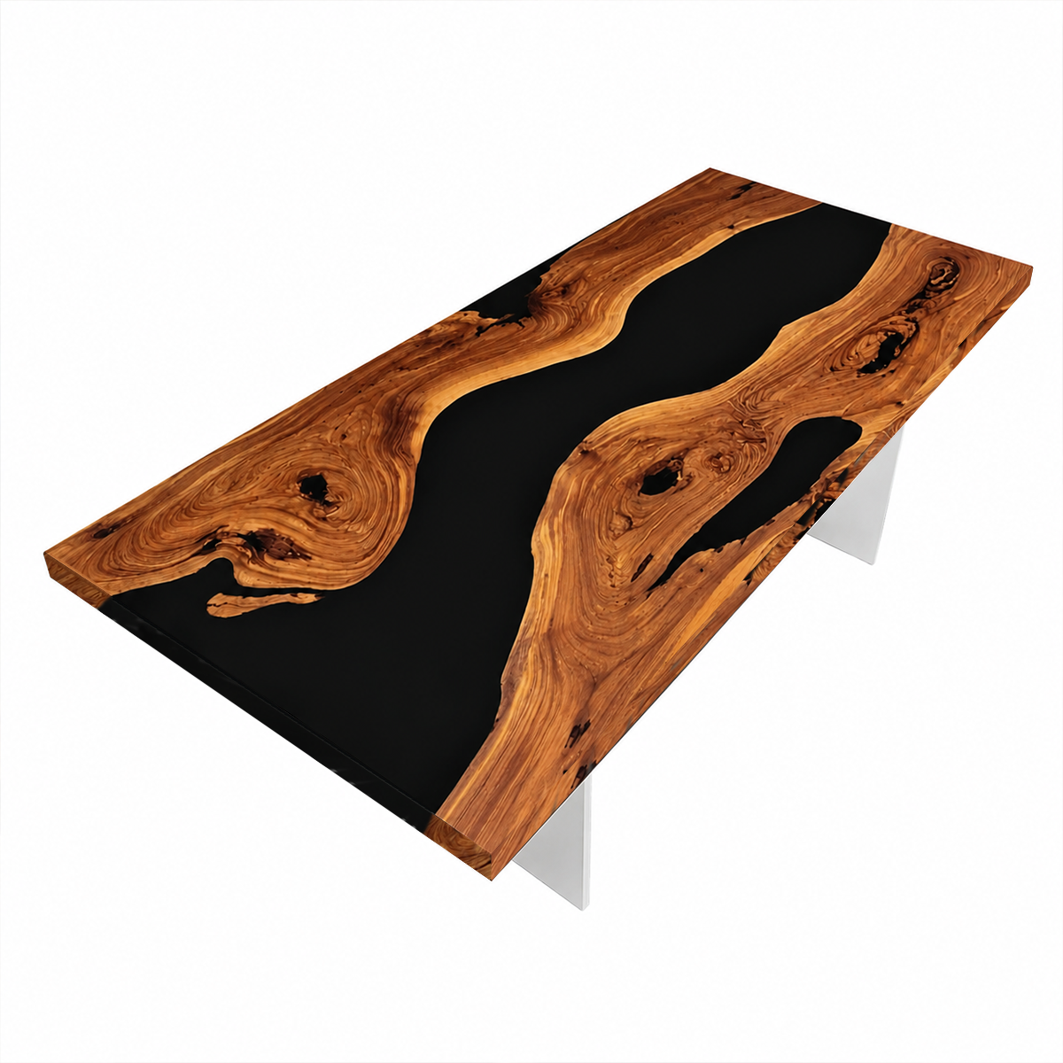 Black Walnut with Black Epoxy Resin Dining Table