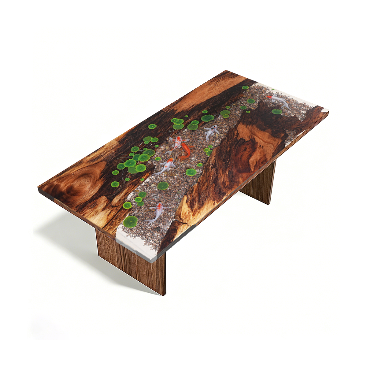 Cunninghamia Wood Koi Fish Rectangular Resin Table