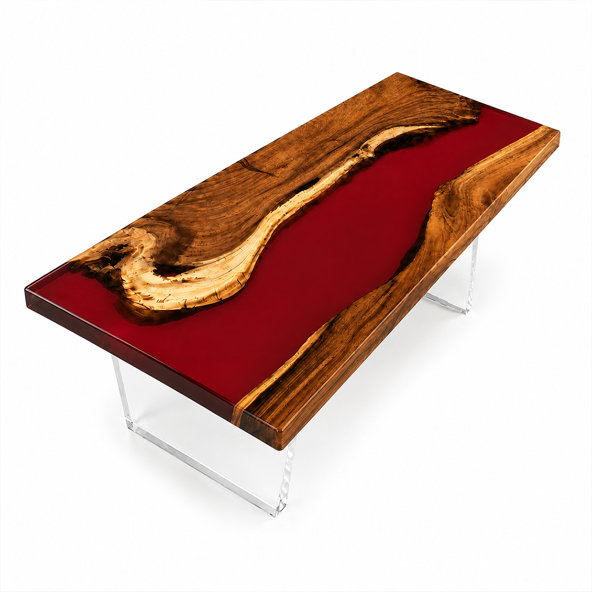 Walnut Wood with Red Epoxy Resin Conference Table