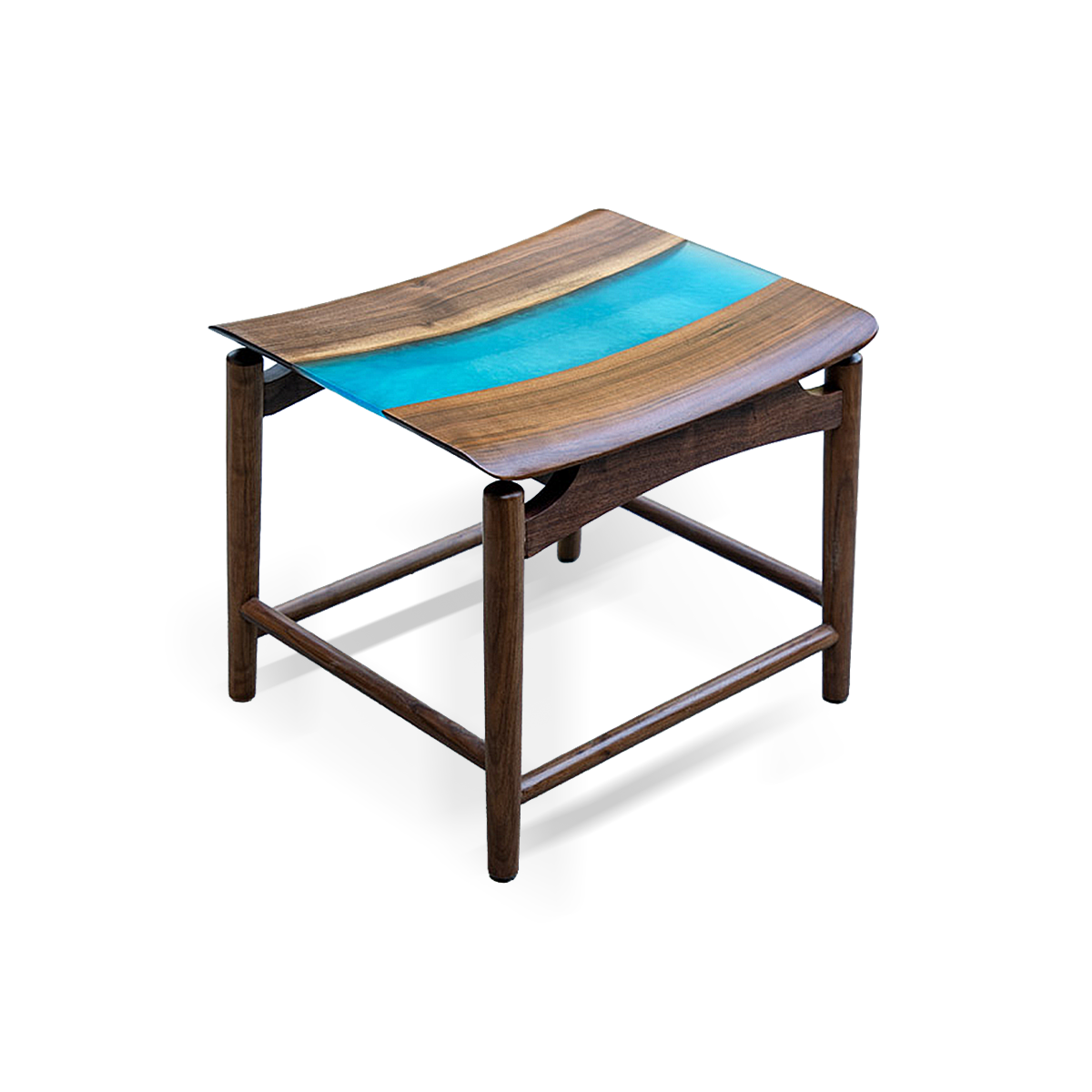 Walnut Wood Blue River Resin Chair