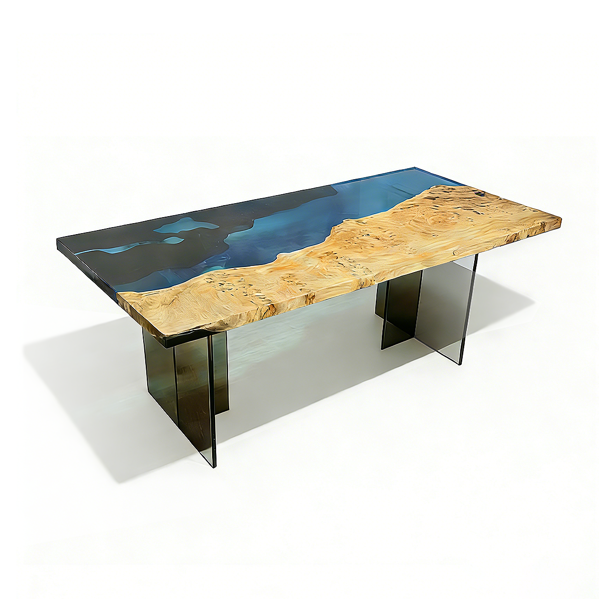 Poplar Wood Lake Scene Rectangle Resin Coffee Table