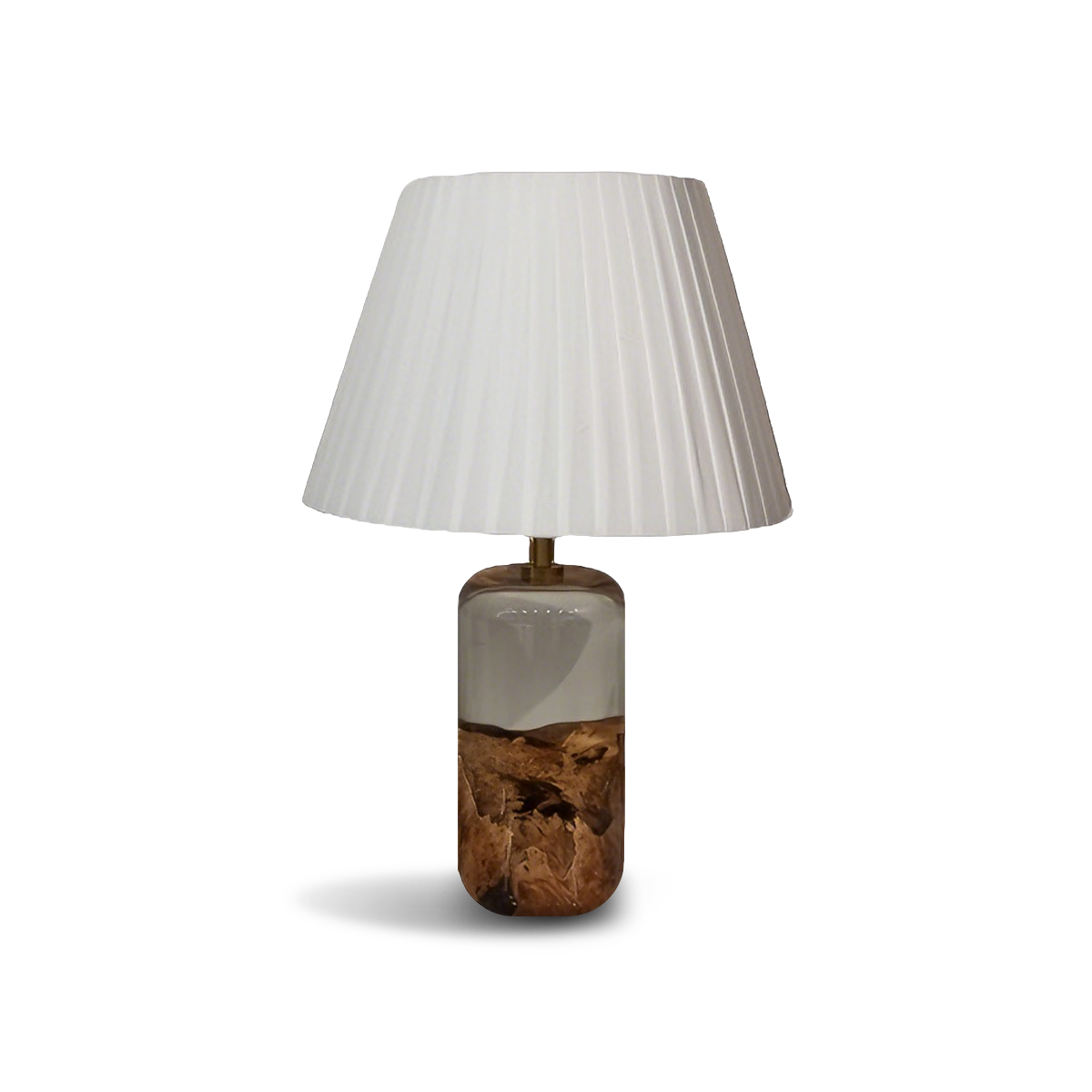 Burl Wood White Resin Table Lamp