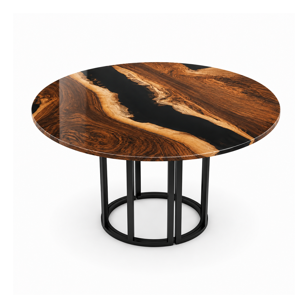 Black Walnut with Black Epoxy Resin Round Table