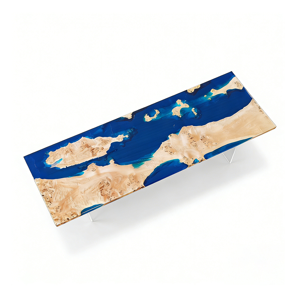 Poplar Wood Blue Ocean Rectangle Resin Conference Table