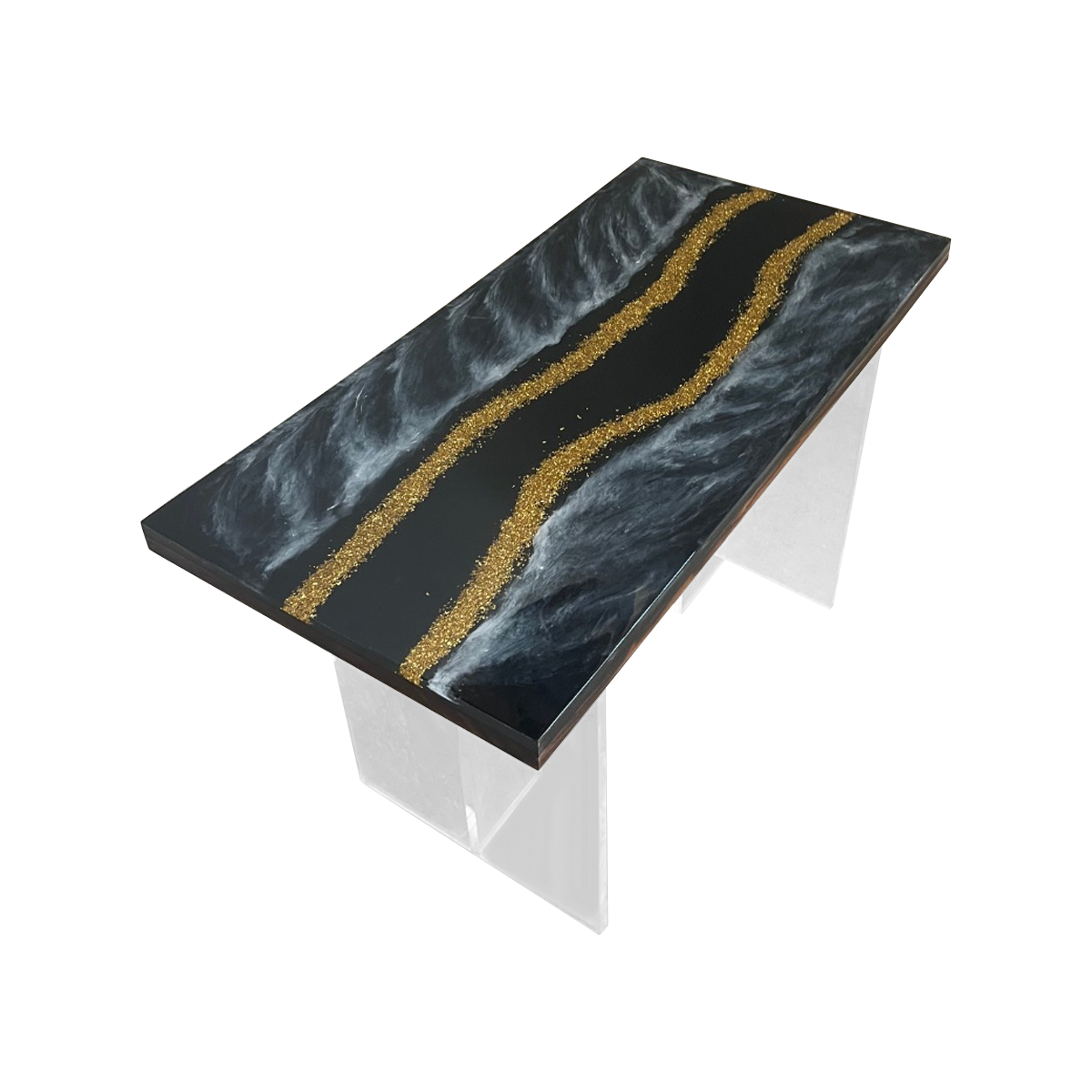 Luxury Black & Gold Epoxy Resin Coffee Table