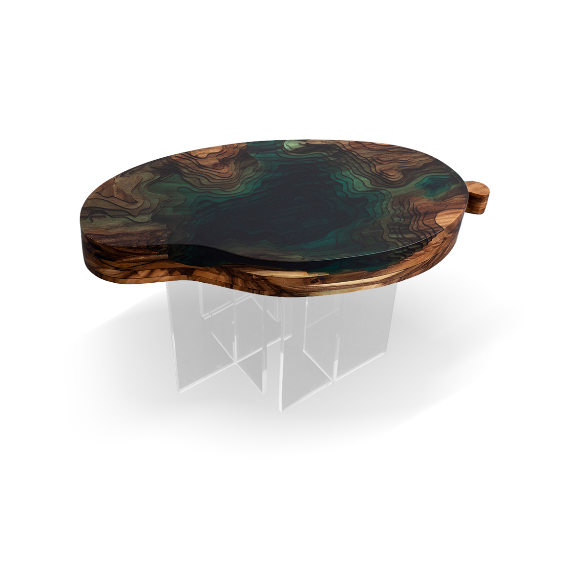 Live Edge Wood Teal Green Resin Chair